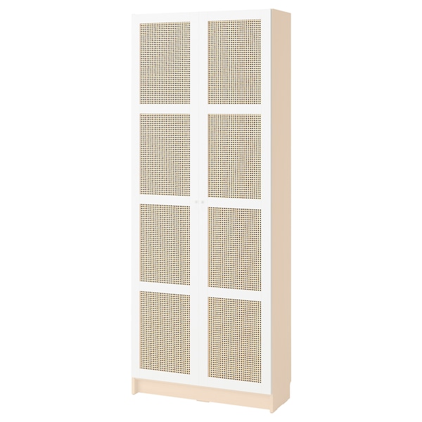 IKEA BILLY / HÖGADAL bookcase with doors, birch effect, 31 1/2x11 3/4x79 1/2 in , IKEA Sale | 50432QTJW