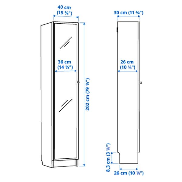 IKEA BILLY / HÖGBO bookcase comb w glass doors, white, 15 3/4x11 3/4x79 1/2 in , IKEA Sale | 38192TSPY