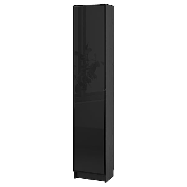 IKEA BILLY / HÖGBO bookcase comb w glass doors, black oak effect/black, 15 3/4x11 3/4x79 1/2 in , IKEA Sale | 36258XSFA