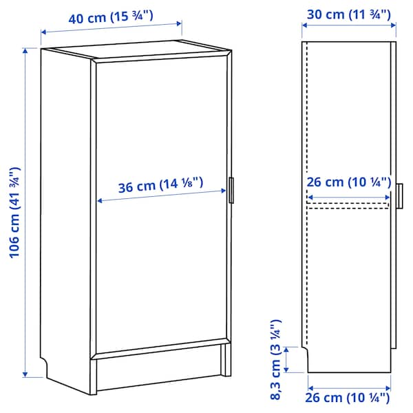 IKEA BILLY / HÖGBO bookcase comb w glass doors, black oak effect/black, 15 3/4x11 3/4x41 3/4 in , IKEA Sale | 30217QYFD