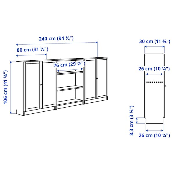 IKEA BILLY / OXBERG bookcase comb w doors, white, 94 1/2x11 3/4x41 3/4 in , IKEA Sale | 36027LMIC