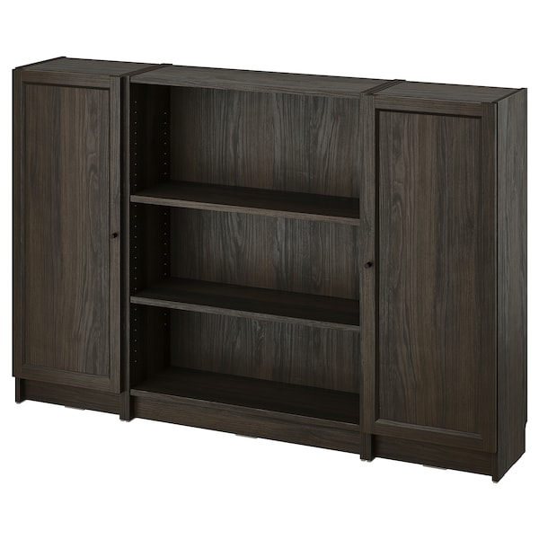 IKEA BILLY / OXBERG bookcase comb w doors, dark brown oak effect, 63x41 3/4 in , IKEA Sale | 26741KGMB