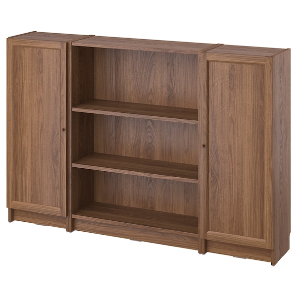 IKEA BILLY / OXBERG bookcase comb w doors, brown walnut effect, 63x41 3/4 in , IKEA Sale | 91238FJES