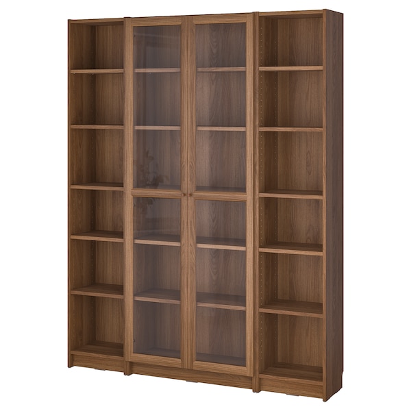 IKEA BILLY / OXBERG bookcase comb w glass doors, brown walnut effect, 63x79 1/2 in , IKEA Sale | 48093XRLJ