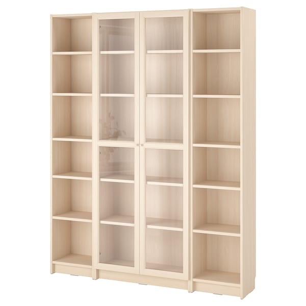 IKEA BILLY / OXBERG bookcase comb w glass doors, birch effect, 63x79 1/2 in , IKEA Sale | 83627CGZI