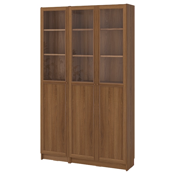 IKEA BILLY / OXBERG bookcase comb w panel/glass doors, brown walnut effect, 47 1/4x11 3/4x79 1/2 in , IKEA Sale | 62073NWGE