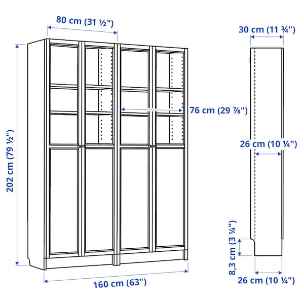 IKEA BILLY / OXBERG bookcase, white, 63x11 3/4x79 1/2 in , IKEA Sale | 70319SYLO