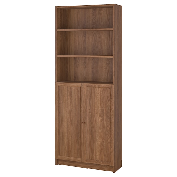 IKEA BILLY / OXBERG bookcase with doors, brown walnut effect, 31 1/2x11 3/4x79 1/2 in , IKEA Sale | 37162KITB