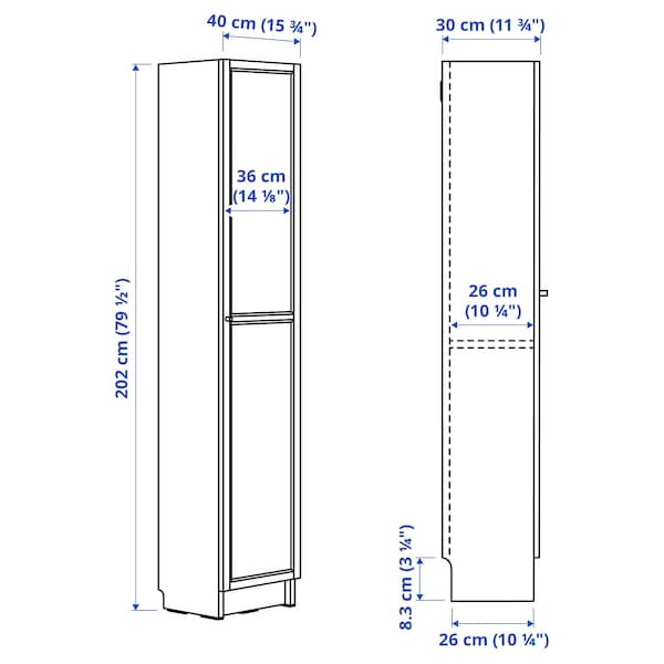 IKEA BILLY / OXBERG bookcase with doors, black oak effect, 15 3/4x11 3/4x79 1/2 in , IKEA Sale | 81302RMTN