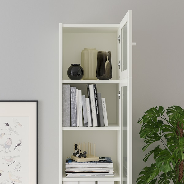 IKEA BILLY / OXBERG bookcase with glass-door, white/glass, 15 3/4x11 3/4x93 1/4 in , IKEA Sale | 57462GLOQ