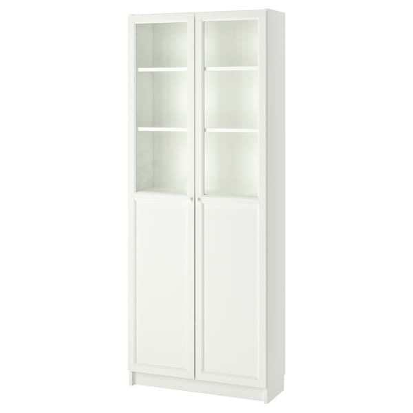 IKEA BILLY / OXBERG bookcase with panel/glass doors, white, 31 1/2x11 3/4x79 1/2 in , IKEA Sale | 01794QYDX