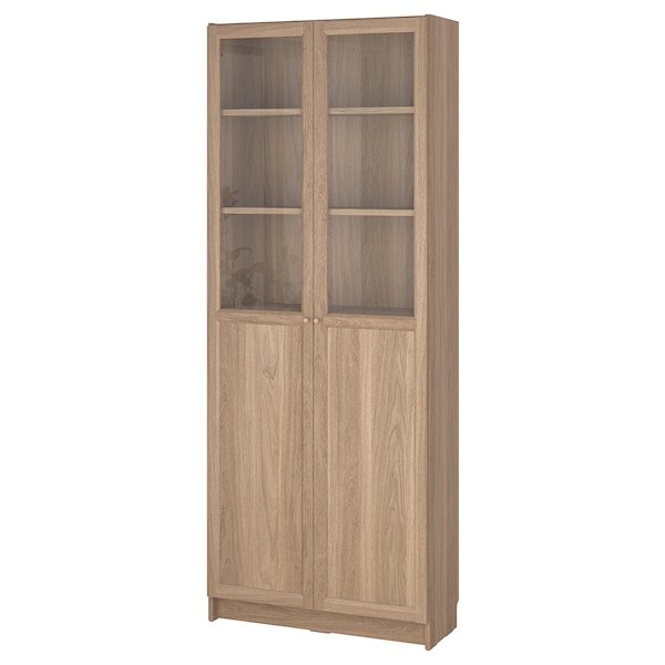 IKEA BILLY / OXBERG bookcase with panel/glass doors, oak effect, 31 1/2x11 3/4x79 1/2 in , IKEA Sale | 46283OMUP