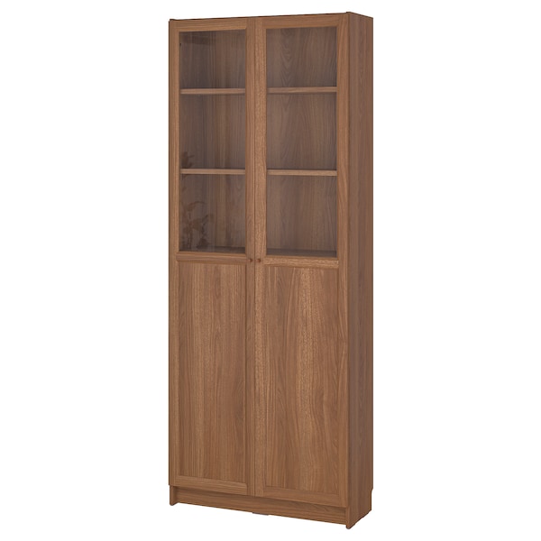 IKEA BILLY / OXBERG bookcase with panel/glass doors, brown walnut effect, 31 1/2x11 3/4x79 1/2 in , IKEA Sale | 18274ZKMQ