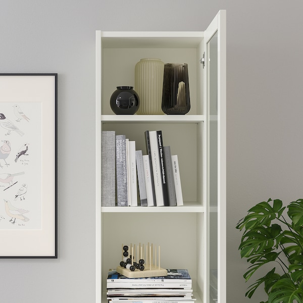 IKEA BILLY / OXBERG bookcase with panel/glass door, white/glass, 15 3/4x11 3/4x79 1/2 in , IKEA Sale | 97843SXTC