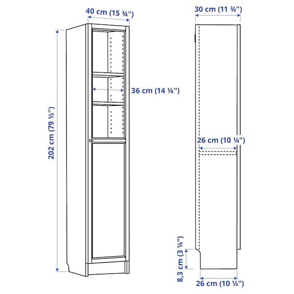 IKEA BILLY / OXBERG bookcase with panel/glass door, white/glass, 15 3/4x11 3/4x79 1/2 in , IKEA Sale | 97843SXTC