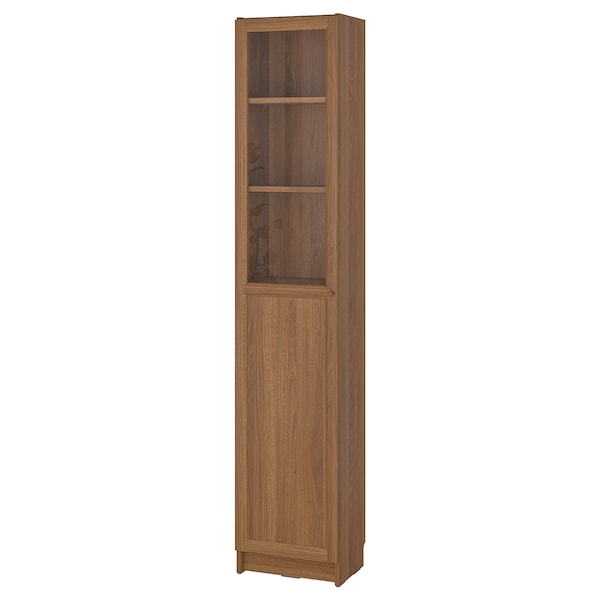 IKEA BILLY / OXBERG bookcase with panel/glass door, brown walnut effect, 15 3/4x11 3/4x79 1/2 in , IKEA Sale | 02945GUSJ