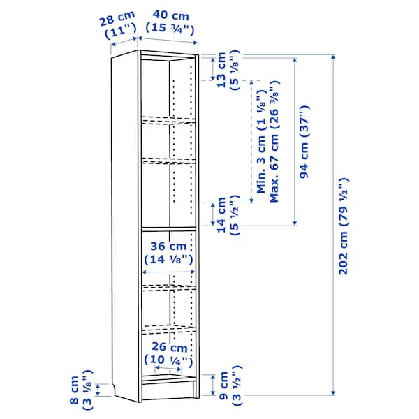 IKEA BILLY bookcase, birch effect, 15 3/4x11x79 1/2 in , IKEA Sale | 50816MUKT