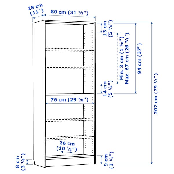 IKEA BILLY bookcase, birch effect, 31 1/2x11x79 1/2 in , IKEA Sale | 30568FOBC