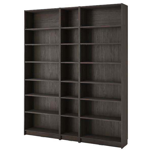 IKEA BILLY bookcase comb w extension units, dark brown oak effect, 78 3/4x11x93 1/4 in , IKEA Sale | 09834BPFG