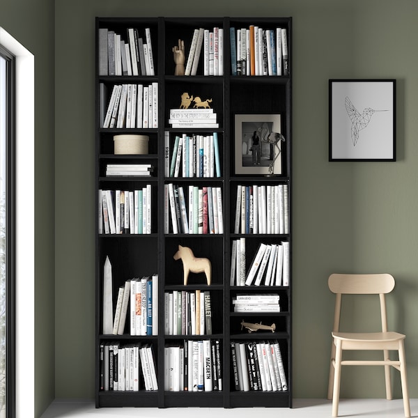 IKEA BILLY bookcase comb w extension units, black oak effect, 47 1/4x11x93 1/4 in , IKEA Sale | 52194JUFY