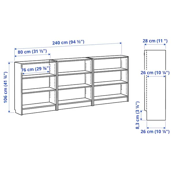 IKEA BILLY bookcase combination, dark brown oak effect, 94 1/2x11x41 3/4 in , IKEA Sale | 04213TNIV