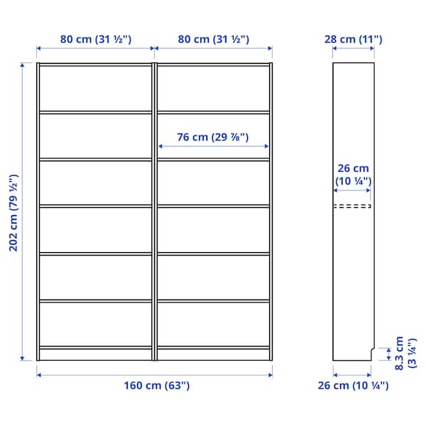 IKEA BILLY bookcase combination, oak effect, 63x11x79 1/2 in , IKEA Sale | 17236NEZD