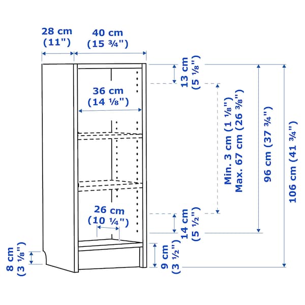 IKEA BILLY bookcase, dark brown oak effect, 15 3/4x11x41 3/4 in , IKEA Sale | 85246RMXE