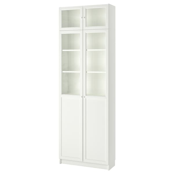 IKEA BILLY bookcase w hght ext ut/pnl/glss drs, white, 31 1/2x11 3/4x93 1/4 in , IKEA Sale | 38751HAPS