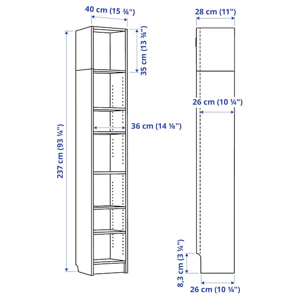 IKEA BILLY bookcase, white, 15 3/4x11x93 1/4 in , IKEA Sale | 09324ALPQ