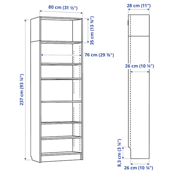 IKEA BILLY bookcase, white, 31 1/2x11x93 1/4 in , IKEA Sale | 70384QNGL