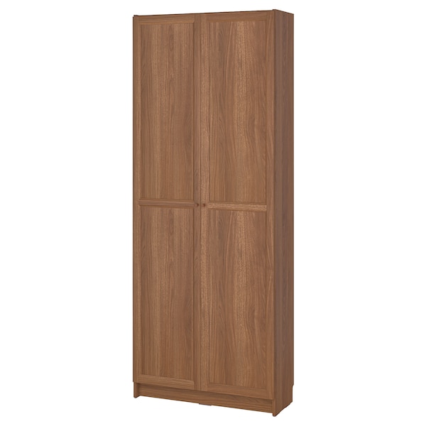 IKEA BILLY bookcase with doors, brown walnut effect, 31 1/2x11 3/4x79 1/2 in , IKEA Sale | 17025CFLE