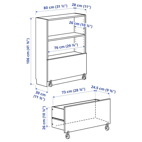 IKEA BILLY bookcase with drawer, white, 31 1/2x11 3/4x41 3/4 in , IKEA Sale | 24085GPOB