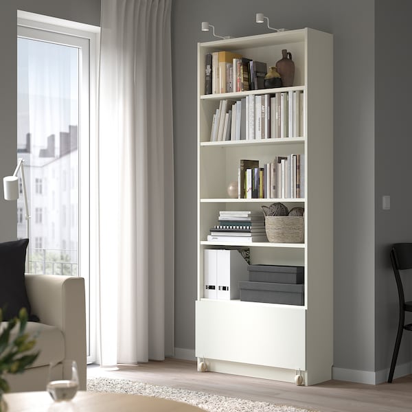 IKEA BILLY bookcase with drawer, white, 31 1/2x11 3/4x79 1/2 in , IKEA Sale | 26478IDXN