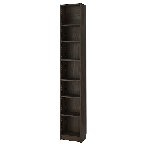 IKEA BILLY bookcase with height extension unit, dark brown oak effect, 15 3/4x11x93 1/4 in , IKEA Sale | 64352OJIB