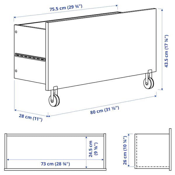 IKEA BILLY drawer, white/with castors, 31 1/2x11x16 7/8 in , IKEA Sale | 76504HEBV