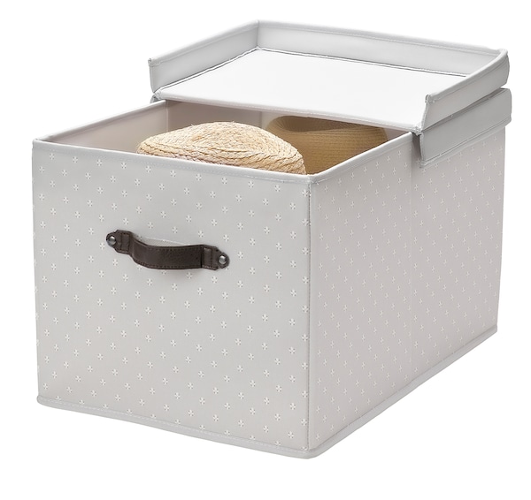 IKEA BLÄDDRARE box with lid, gray/patterned, 13 ¾x19 ¾x11 ¾ in , IKEA Sale | 95463SBCH