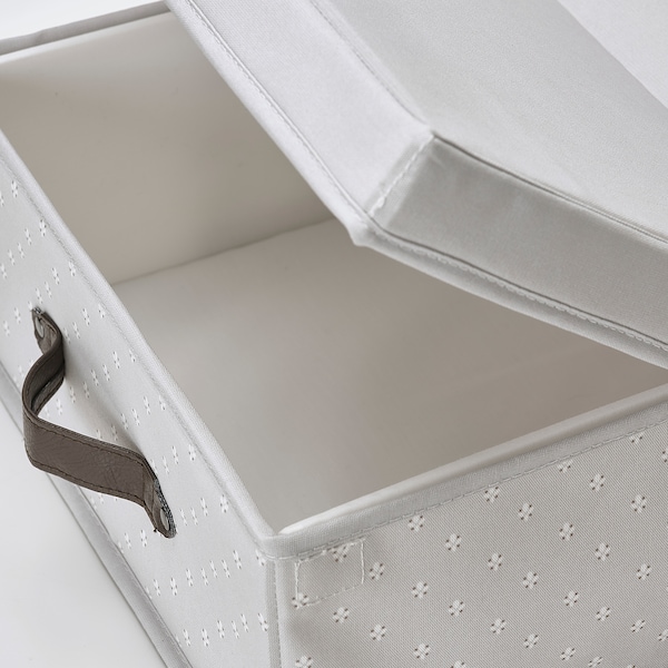 IKEA BLÄDDRARE box with lid, gray/patterned, 13 ¾x19 ¾x6 in , IKEA Sale | 32019CWTB