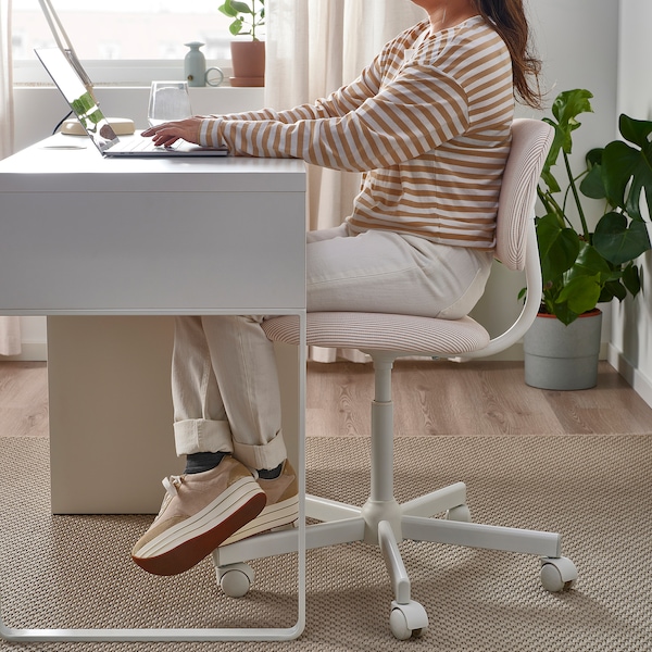 IKEA BLECKBERGET swivel chair, Klovsta white/orange-brown , IKEA Sale | 09862DTWN