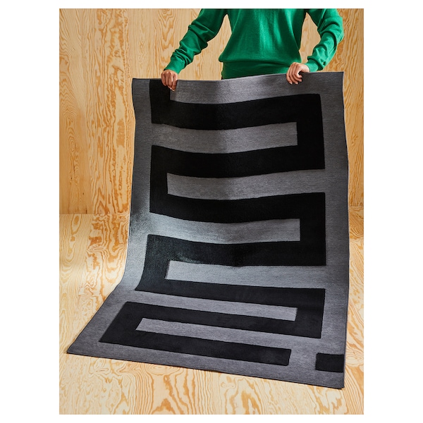 IKEA BLÅSKATA rug, black/gray, 41x63 in , IKEA Sale | 02394ACQK