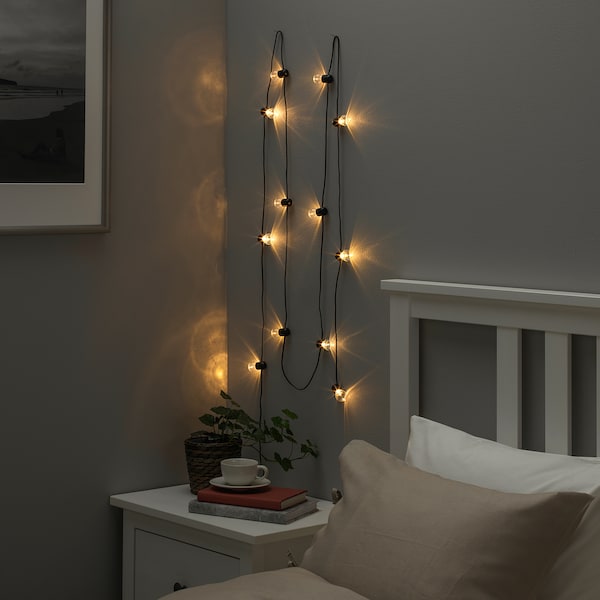 IKEA BLÖTSNÖ LED string light with 12 lights, indoor, battery operated black , IKEA Sale | 08243WCQH