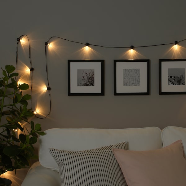 IKEA BLÖTSNÖ LED string light with 12 lights, indoor, battery operated black , IKEA Sale | 08243WCQH