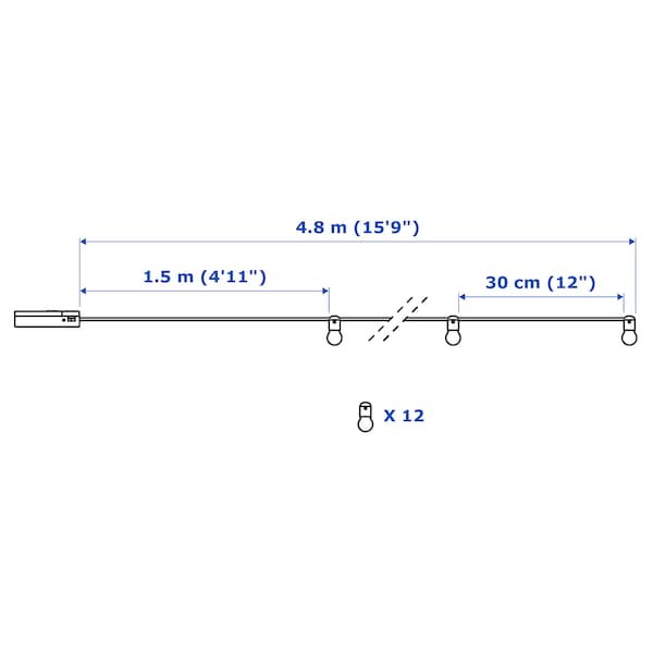 IKEA BLÖTSNÖ LED string light with 12 lights, indoor, battery operated black , IKEA Sale | 08243WCQH