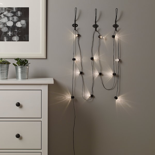 IKEA BLÖTSNÖ LED string light with 12 lights, indoor, battery operated black , IKEA Sale | 08243WCQH