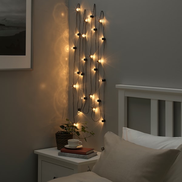 IKEA BLÖTSNÖ LED string light with 24 lights, indoor black , IKEA Sale | 52971GDLF