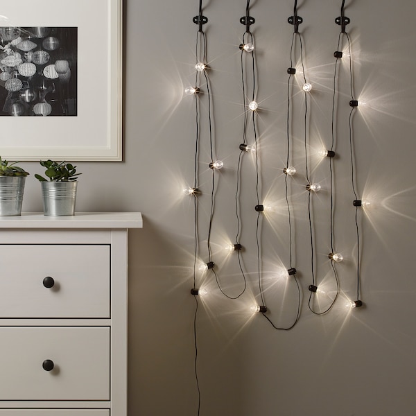 IKEA BLÖTSNÖ LED string light with 24 lights, indoor black , IKEA Sale | 52971GDLF