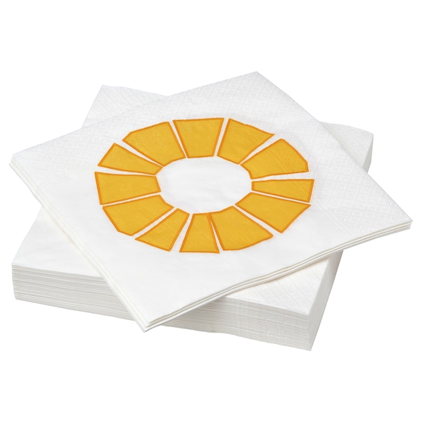 IKEA BRÖGGAN paper napkin, white/yellow, 13x13 in, 30 pack , IKEA Sale | 86105VZFP