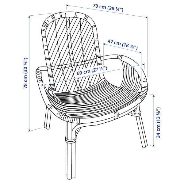 IKEA BROBOCK / BJÖRKTRAST chair with cushion, rattan white/black , IKEA Sale | 79310RFSL