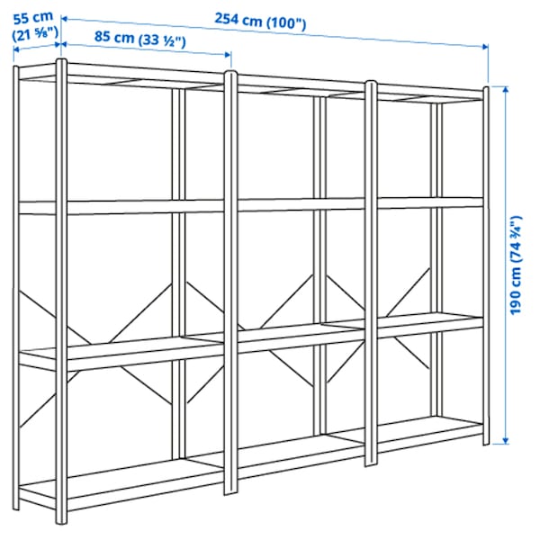 IKEA BROR shelving unit, gray-green/pine plywood, 100x21 5/8x74 3/4 in , IKEA Sale | 65418UFVB