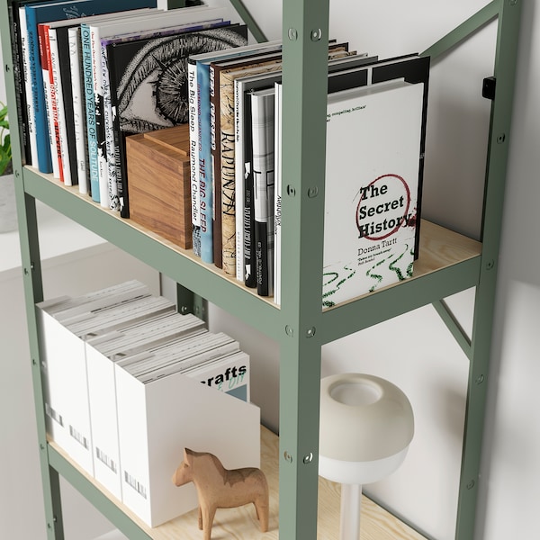 IKEA BROR shelving unit, gray-green/pine plywood, 33 1/2x15 3/4x74 3/4 in , IKEA Sale | 37012ZDHE