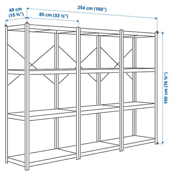 IKEA BROR shelving unit, gray-green/pine plywood, 100x15 3/4x74 3/4 in , IKEA Sale | 14520XJKD